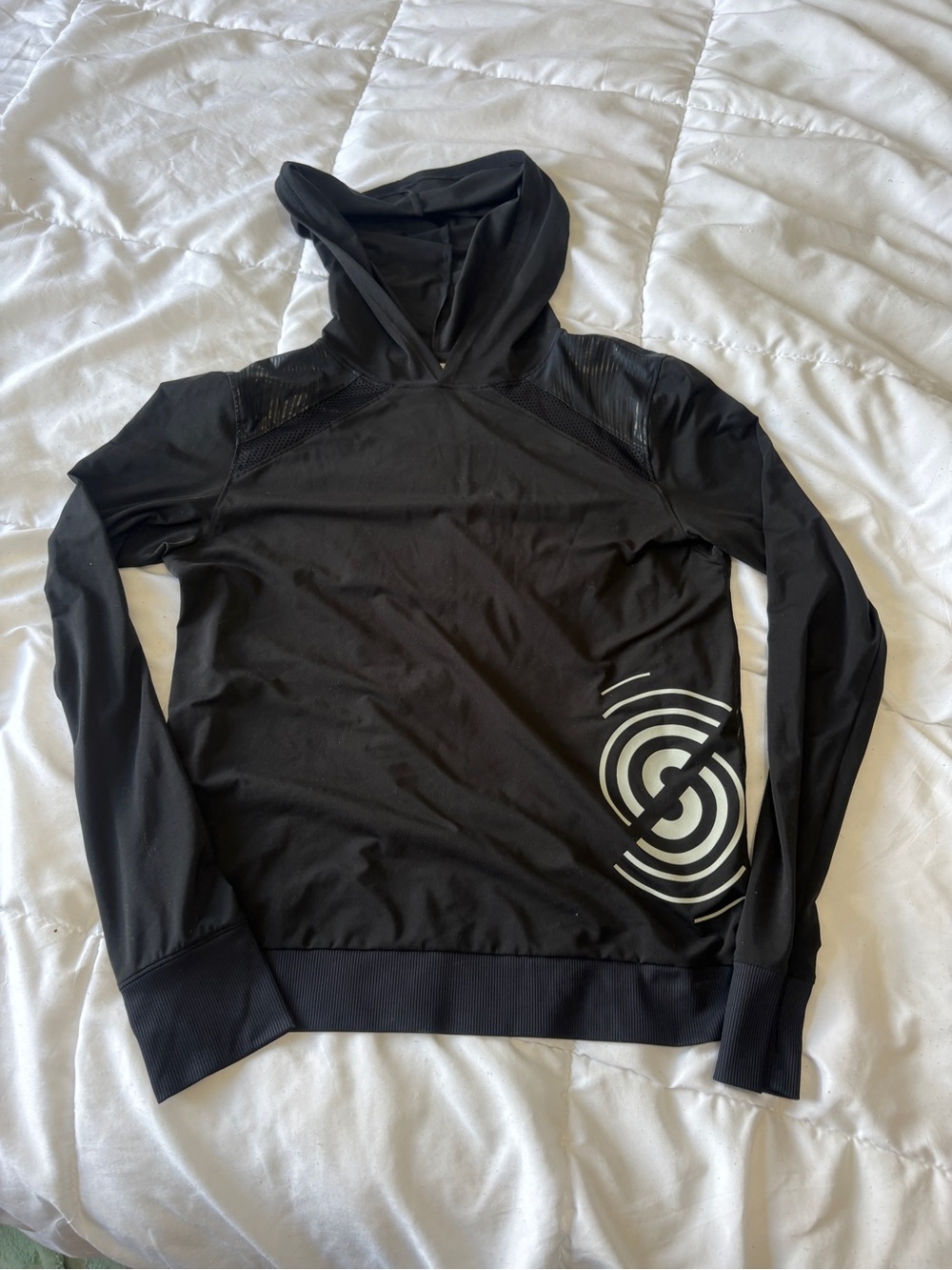 STRONG by Zumba Black Performance Hoodie Mesh Panel Athletic Pullover Size Small